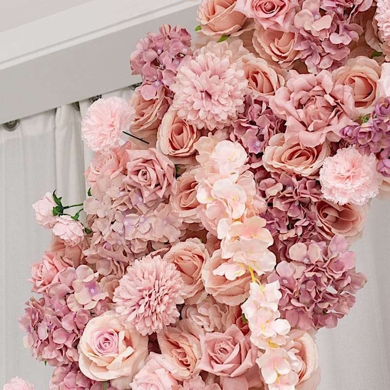 4 ft x 8 ft Round Top Double Flower Arch with Roses, Hydrangeas and  Chrysanthemums