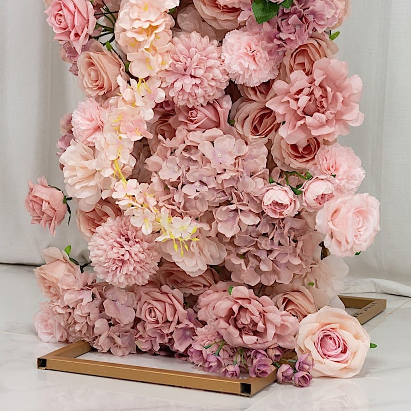 4 ft x 8 ft Round Top Double Flower Arch with Roses, Hydrangeas and  Chrysanthemums