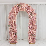 4 ft x 8 ft Round Top Double Flower Arch with Roses, Hydrangeas and  Chrysanthemums