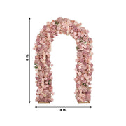 4 ft x 8 ft Round Top Double Flower Arch with Roses, Hydrangeas and  Chrysanthemums