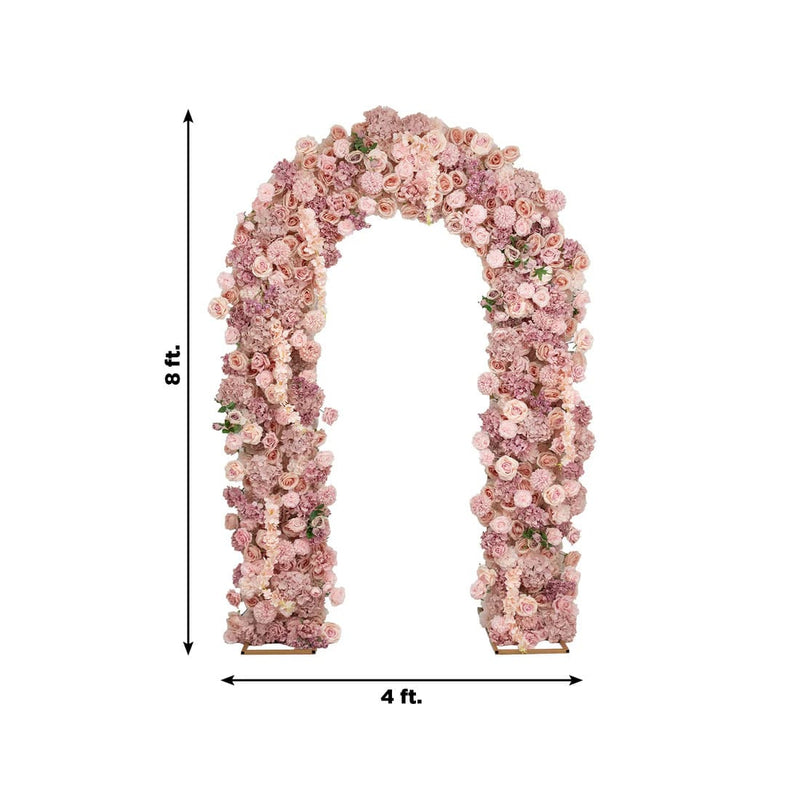 4 ft x 8 ft Round Top Double Flower Arch with Roses, Hydrangeas and  Chrysanthemums