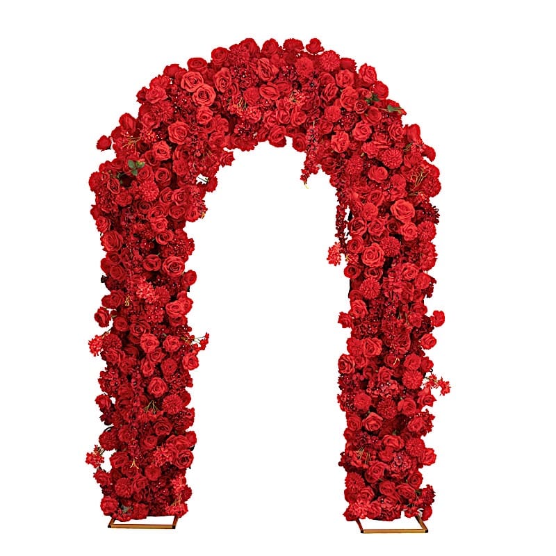 4 ft x 8 ft Round Top Double Flower Arch with Roses, Hydrangeas and  Chrysanthemums ARTI_BKDP_STND18_RS04_MIXRED