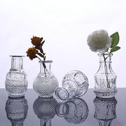 4 Glass Antique Vintage Mini Bud Flower Vases - Clear VASE_RND_007_SET_CLR