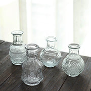 4 Glass Antique Vintage Mini Bud Flower Vases - Clear VASE_RND_007_SET_CLR