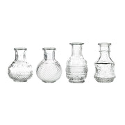 4 Glass Antique Vintage Mini Bud Flower Vases - Clear VASE_RND_007_SET_CLR