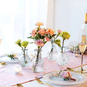 4 Glass Antique Vintage Mini Bud Flower Vases - Clear VASE_RND_007_SET_CLR