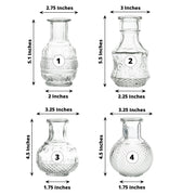 4 Glass Antique Vintage Mini Bud Flower Vases - Clear VASE_RND_007_SET_CLR