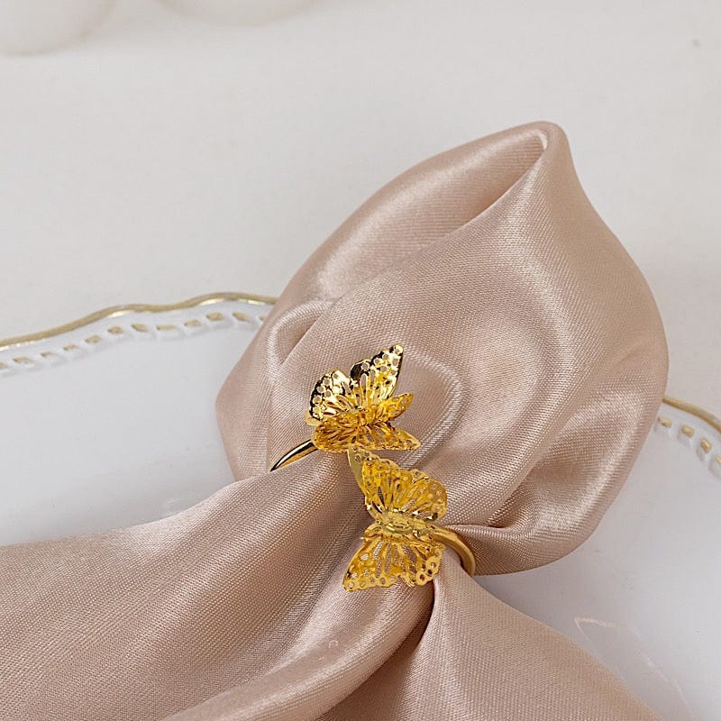4 Laser Cut Butterfly Metal Napkin Rings - Gold NAP_RING57_GOLD