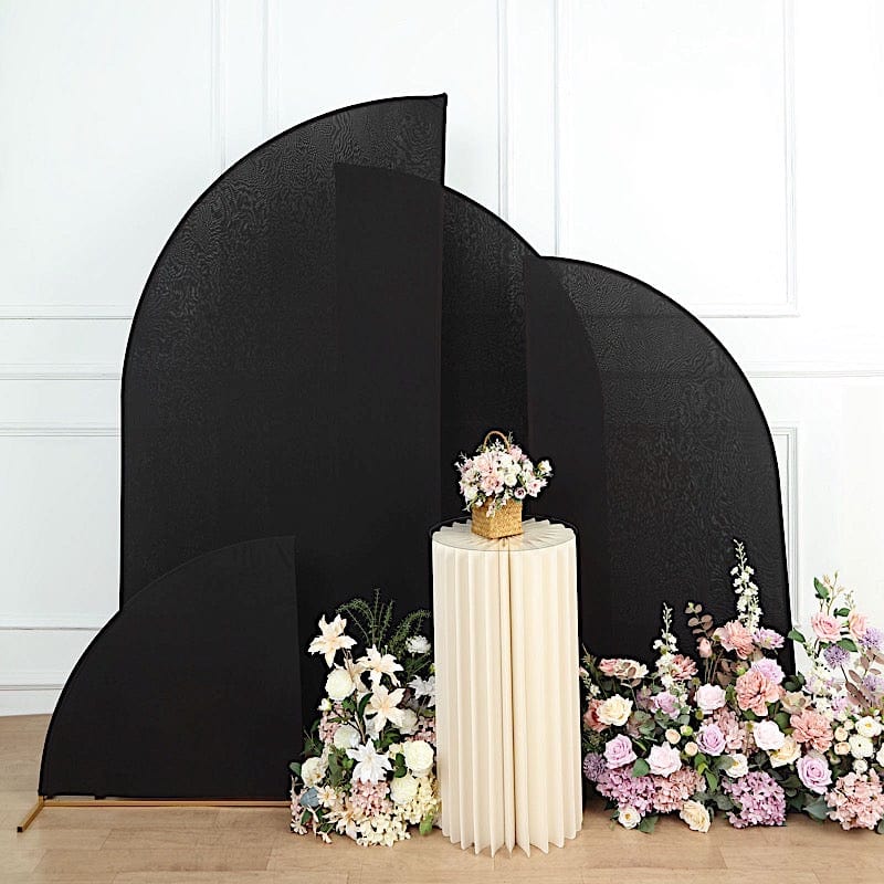 4 Matte Fitted Spandex Half Moon Wedding Arch Backdrop Stand Covers