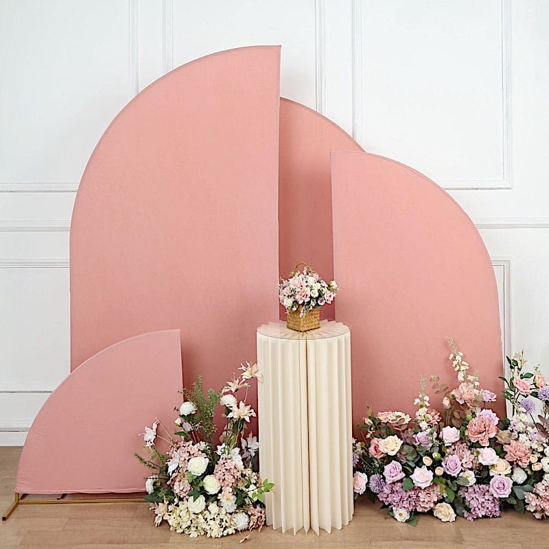 4 Matte Fitted Spandex Half Moon Wedding Arch Backdrop Stand Covers