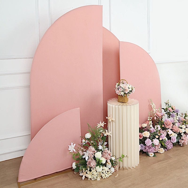 4 Matte Fitted Spandex Half Moon Wedding Arch Backdrop Stand Covers