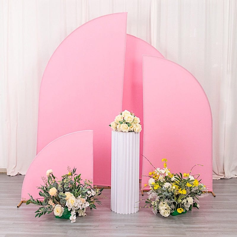 4 Matte Fitted Spandex Half Moon Wedding Arch Backdrop Stand Covers