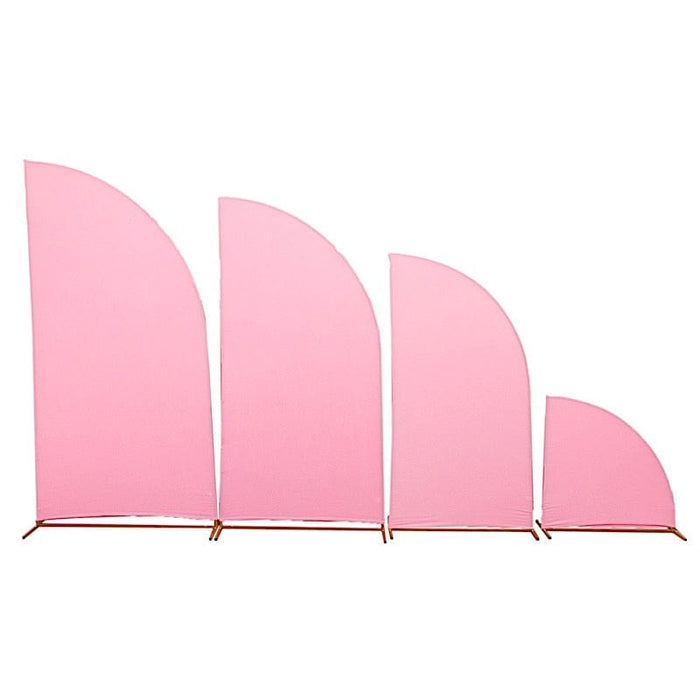 4 Matte Fitted Spandex Half Moon Wedding Arch Backdrop Stand Covers IRON_STND13_SPX_SET1_PINK