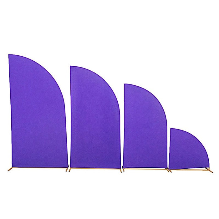 4 Matte Fitted Spandex Half Moon Wedding Arch Backdrop Stand Covers IRON_STND13_SPX_SET1_PURP