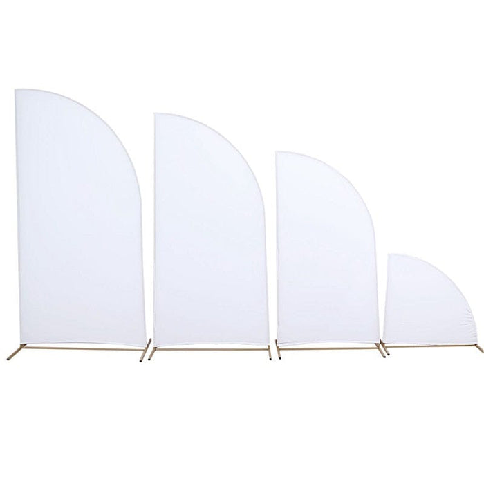 4 Matte Fitted Spandex Half Moon Wedding Arch Backdrop Stand Covers IRON_STND13_SPX_SET1_WHT