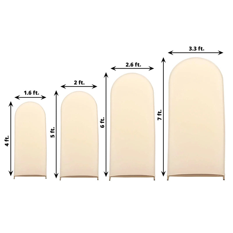 4 Matte Fitted Spandex Round Top Wedding Arch Backdrop Stand Covers Set