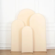 4 Matte Fitted Spandex Round Top Wedding Arch Backdrop Stand Covers Set