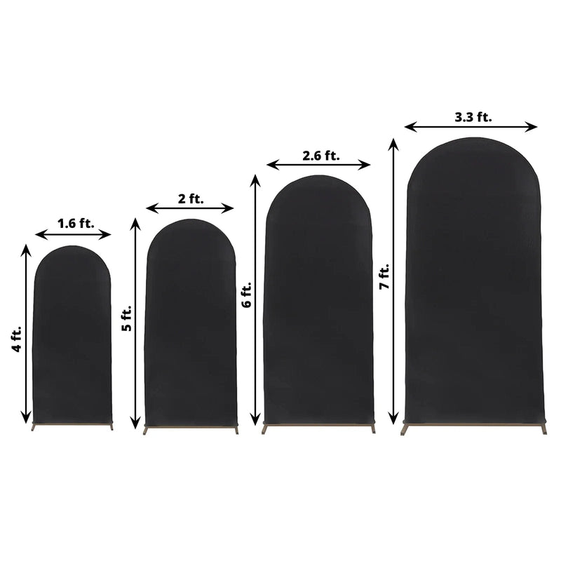 4 Matte Fitted Spandex Round Top Wedding Arch Backdrop Stand Covers Set