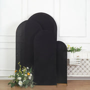 4 Matte Fitted Spandex Round Top Wedding Arch Backdrop Stand Covers Set