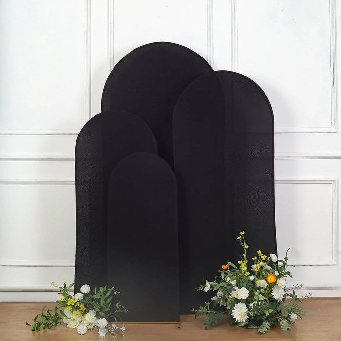 4 Matte Fitted Spandex Round Top Wedding Arch Backdrop Stand Covers Set