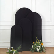 4 Matte Fitted Spandex Round Top Wedding Arch Backdrop Stand Covers Set