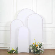 4 Matte Fitted Spandex Round Top Wedding Arch Backdrop Stand Covers Set