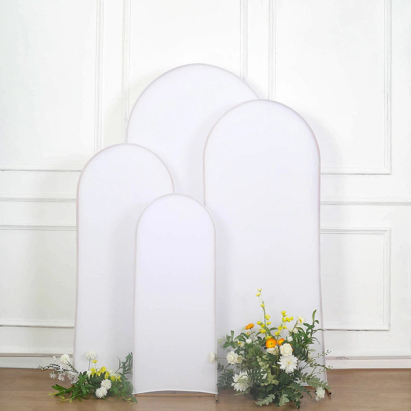 4 Matte Fitted Spandex Round Top Wedding Arch Backdrop Stand Covers Set