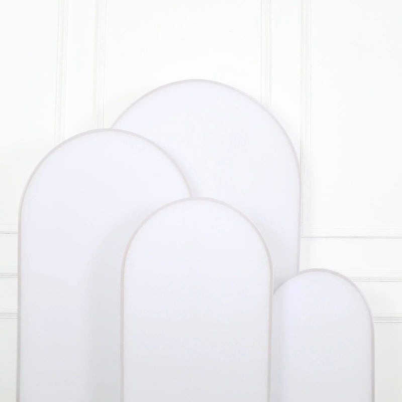 4 Matte Fitted Spandex Round Top Wedding Arch Backdrop Stand Covers Set