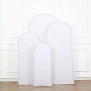 4 Matte Fitted Spandex Round Top Wedding Arch Backdrop Stand Covers Set