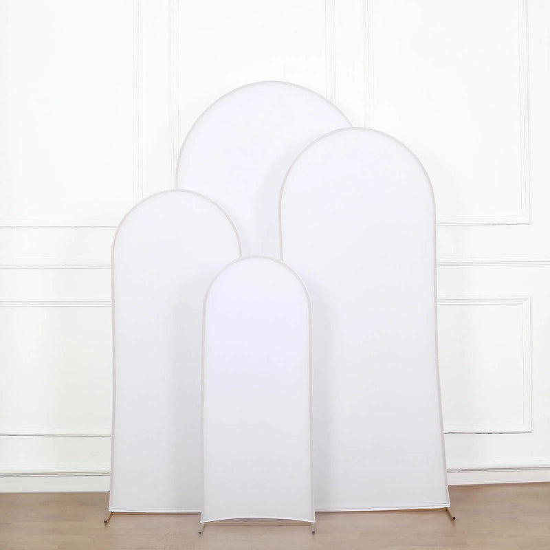4 Matte Fitted Spandex Round Top Wedding Arch Backdrop Stand Covers Set