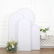 4 Matte Fitted Spandex Round Top Wedding Arch Backdrop Stand Covers Set