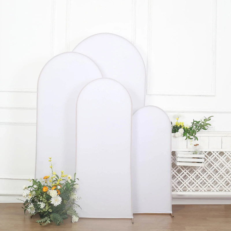 4 Matte Fitted Spandex Round Top Wedding Arch Backdrop Stand Covers Set