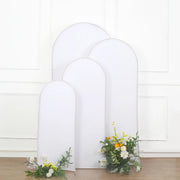 4 Matte Fitted Spandex Round Top Wedding Arch Backdrop Stand Covers Set