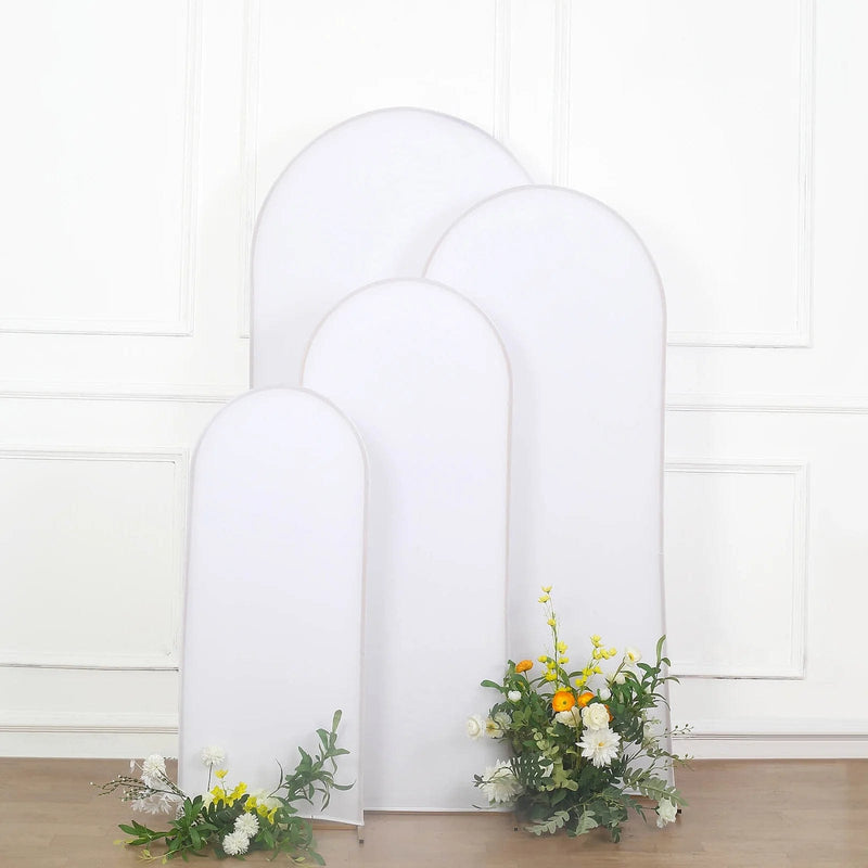 4 Matte Fitted Spandex Round Top Wedding Arch Backdrop Stand Covers Set