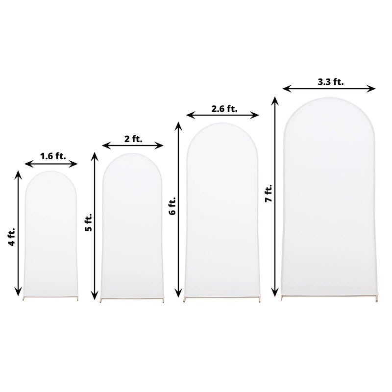 4 Matte Fitted Spandex Round Top Wedding Arch Backdrop Stand Covers Set