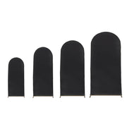 4 Matte Fitted Spandex Round Top Wedding Arch Backdrop Stand Covers Set IRON_STND06_SPX_SET1_BLK