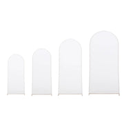 4 Matte Fitted Spandex Round Top Wedding Arch Backdrop Stand Covers Set IRON_STND06_SPX_SET1_WHT