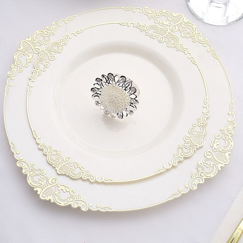 4 Metal 2" Elegant Daisy Flower Napkin Rings - Silver NAP_RING40_SILV