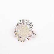 4 Metal 2" Elegant Daisy Flower Napkin Rings - Silver NAP_RING40_SILV