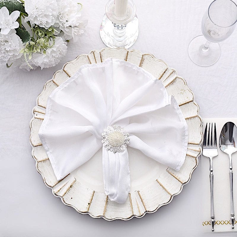 4 Metal 2" Elegant Daisy Flower Napkin Rings - Silver NAP_RING40_SILV