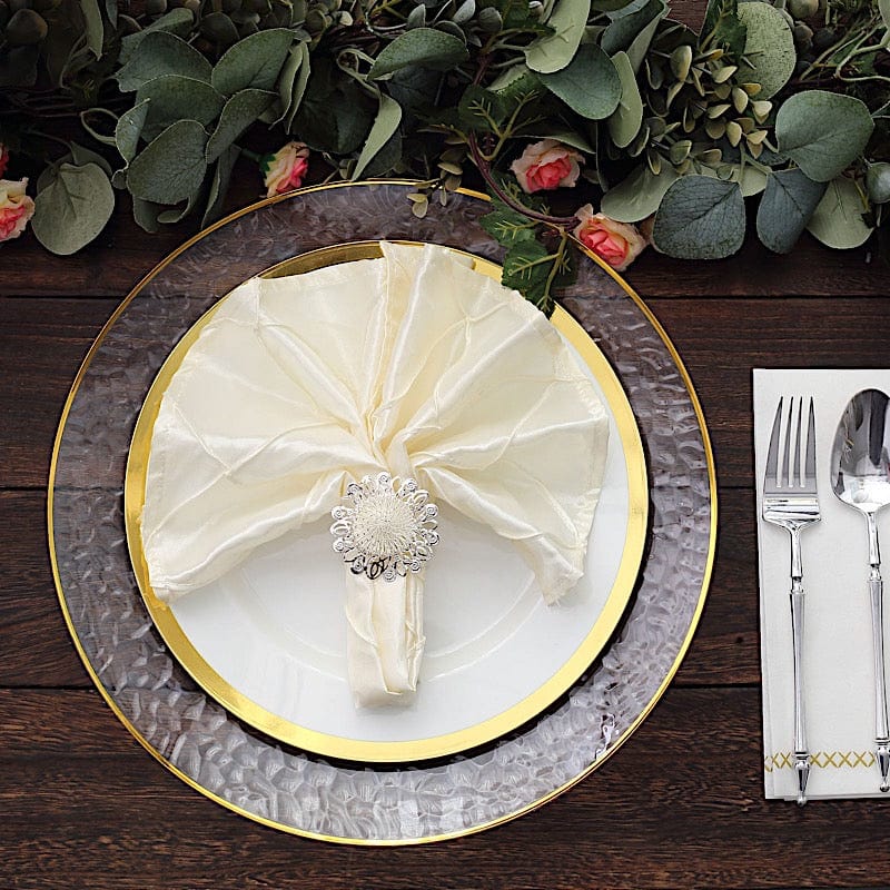 4 Metal 2" Elegant Daisy Flower Napkin Rings - Silver NAP_RING40_SILV