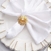4 Metal 2" Elegant Pearl Daffodil Flower Napkin Rings - Gold NAP_RING41_GOLD