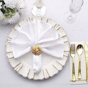 4 Metal 2" Elegant Pearl Daffodil Flower Napkin Rings - Gold NAP_RING41_GOLD