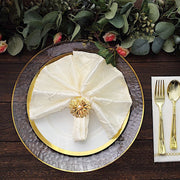 4 Metal 2" Elegant Pearl Daffodil Flower Napkin Rings - Gold NAP_RING41_GOLD