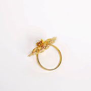 4 Metal 2" Elegant Pearl Daffodil Flower Napkin Rings - Gold NAP_RING41_GOLD