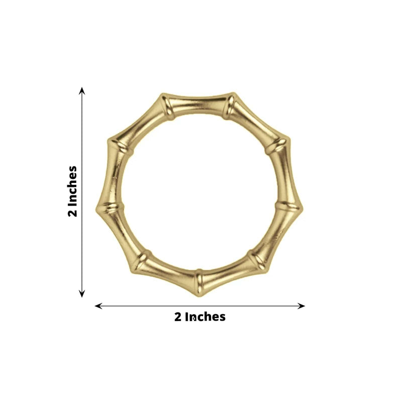 4 Metal 2" Napkin Rings Bamboo Knuckle Style - Gold NAP_RING50_GOLD