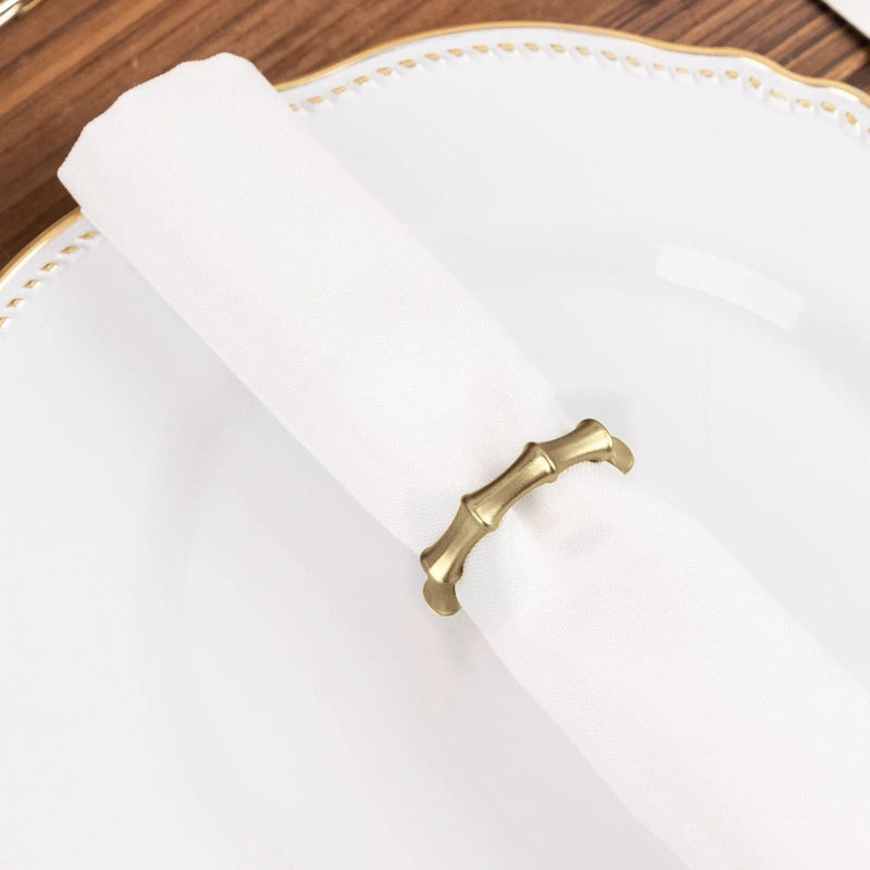 4 Metal 2" Napkin Rings Bamboo Knuckle Style - Gold NAP_RING50_GOLD