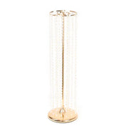 4 Metal 32" Flower Stand Vases with Hanging Crystal Beads  - Gold and Clear CHDLR_CEN_BEAD01_32_GOLD