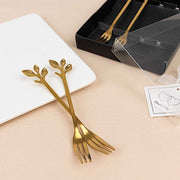 4 Metal Appetizer Dessert Forks with Leaf Handles - Gold FAV_GF_FK_001_GOLD