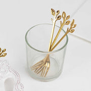 4 Metal Appetizer Dessert Forks with Leaf Handles - Gold FAV_GF_FK_001_GOLD
